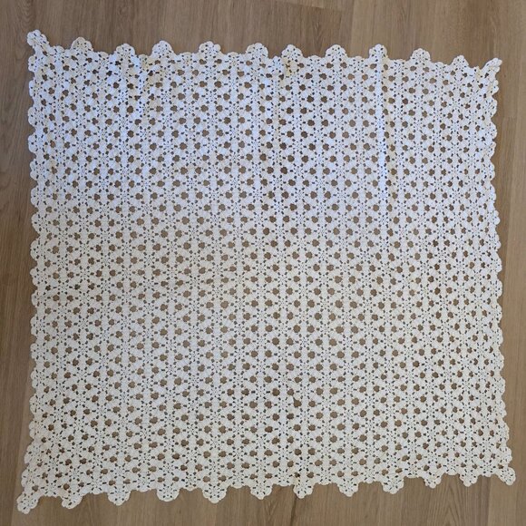 Handmade Other - Handmade White Crochet Tablecloth Or Doily With Floral Pattern 36"x36"